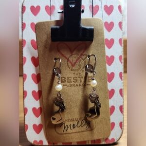 Silver in Color Freshwater Pearl Motherhood Pregancy Baby Shower Dangle Earrings